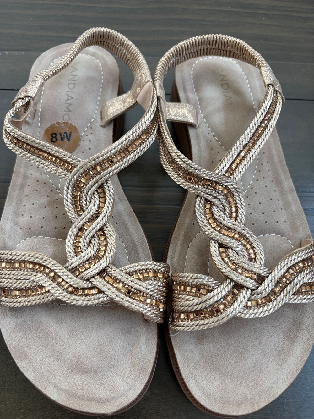 Women's Metallic Braided Slip-On Sandals - Gold